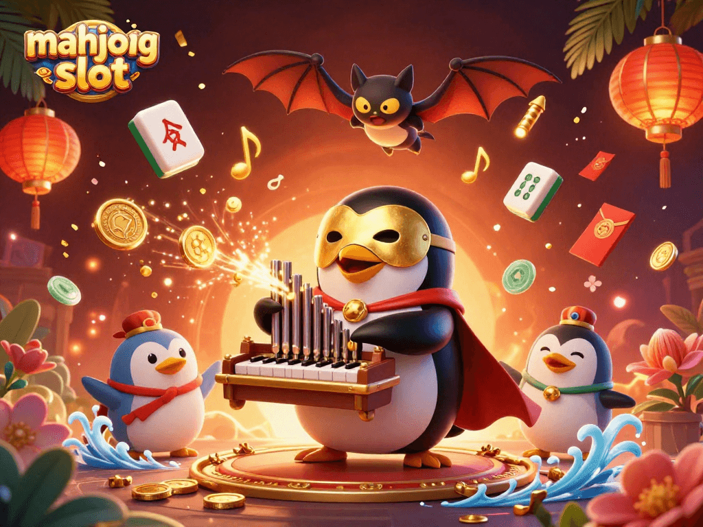 Engage in the thrilling mahjong slot gaming experience with vibrant 3D cartoon illustrations and dynamic action.