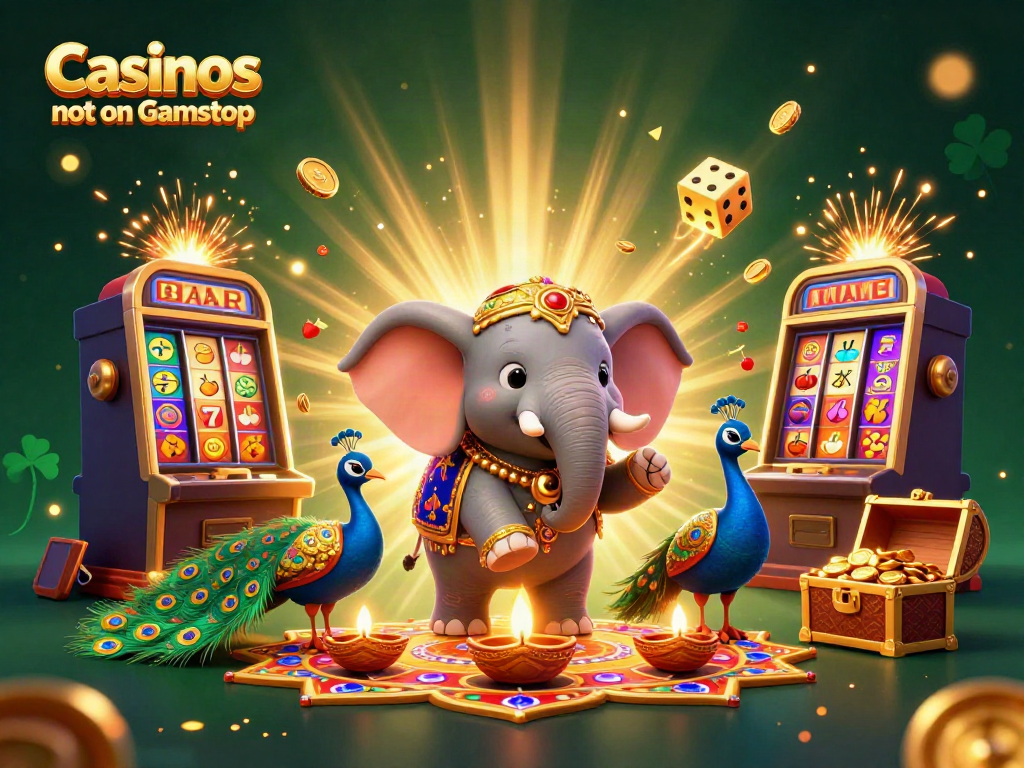Engage with Casinos not on Gamstop in this vibrant 3D festival scene featuring dynamic gaming elements.