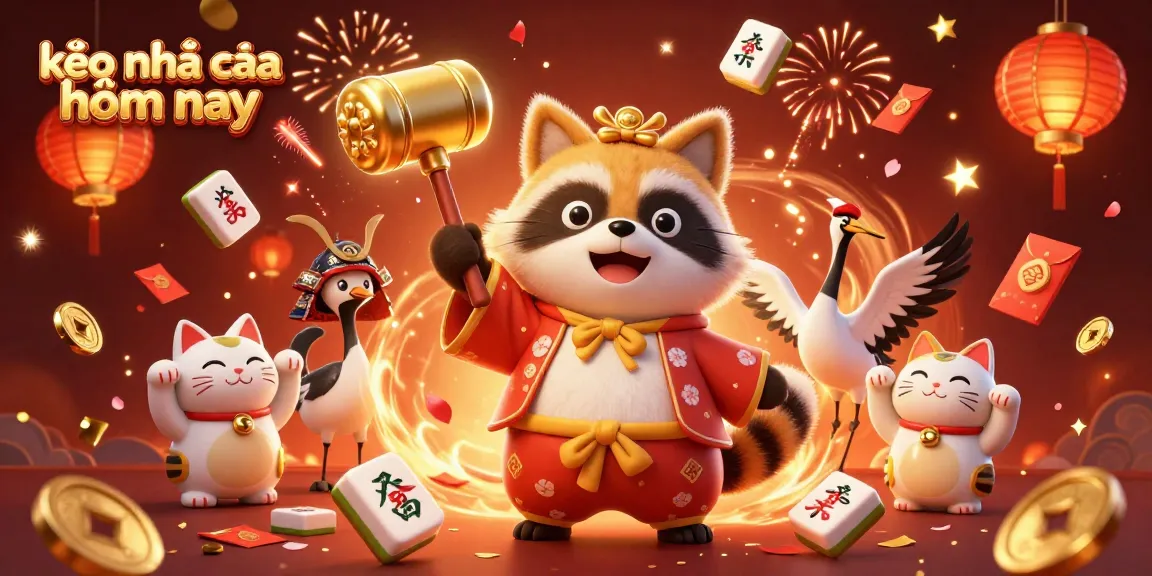 Engage in kèo nhà cái hôm nay through vibrant, dynamic 3D illustration featuring celebratory elements.