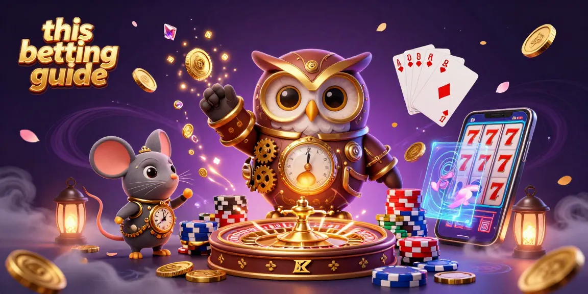 Experience thrilling bets with this betting guide, featuring a whimsical casino scene of an owl and mouse.