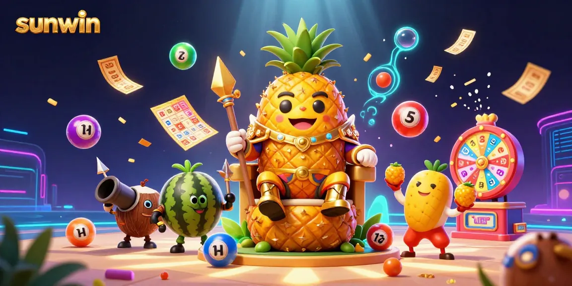Experience the excitement of sunwin’s gaming with our vibrant casino illustration featuring dynamic characters and elements.